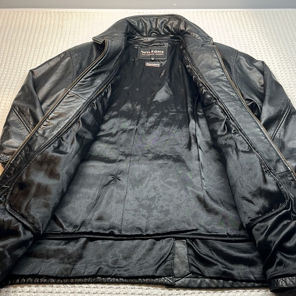 Wilson Leather Coat Full Zip/button Thinsulate Lined Size Med Pre-Owed - Picture 3 of 14